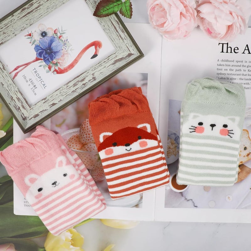 XEPST Pack of 3 Toddler Baby Leg Warmers, Cute Animal Pattern Unisex Long Legwarmers Knee Socks Baby Knee Protector Leg Sleeves Leggings for Baby Kids Toddlers Girls 0-3 Years, One Size - Image 4